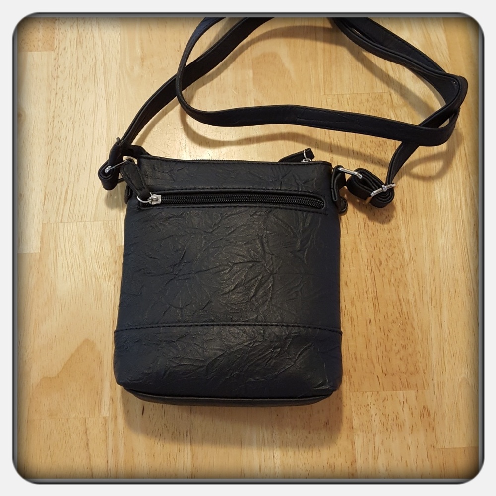 NWT Genuine Black Leather Mini Crossbody Bag - Picture 3 of 7